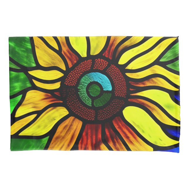 Housse D'oreillers Tournesol de pays en verre teint rustique (devant)