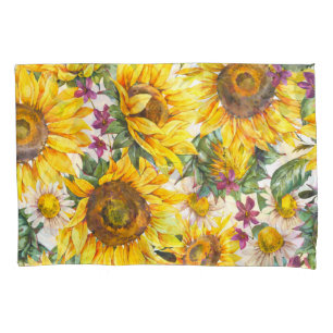Housse D'oreillers Tournesol Vintage : Fleur Jaune Été.