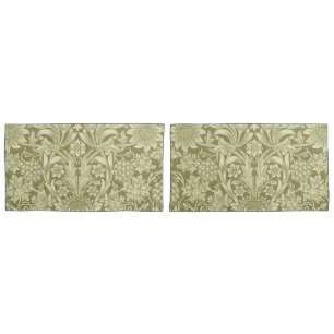 Housse D'oreillers Tournesol William Morris Vintage Olive Damask