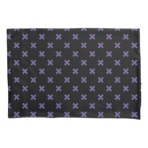 Housse D'oreillers Traces croisées ultra violettes sur noir
