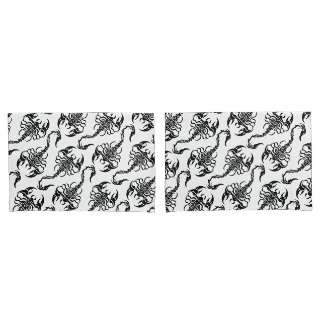 Housse D'oreillers Tribal Scorpion Black and White Pattern (devant-Set)