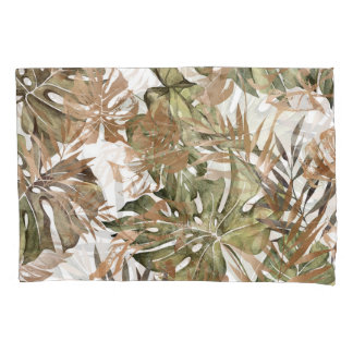 Housse D'oreillers Tropical Gold Feuilles Floral sans joint