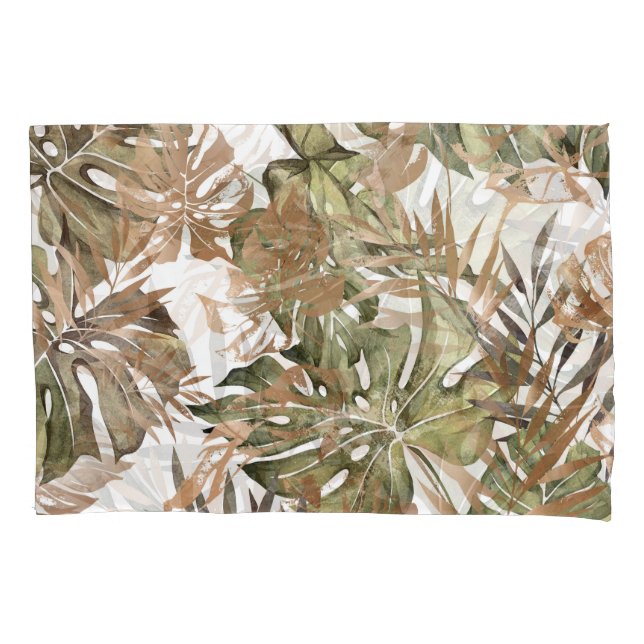 Housse D'oreillers Tropical Gold Feuilles Floral sans joint (devant)