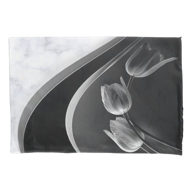 Housse D'oreillers Tulipes Abstraites Marbres blancs (devant)