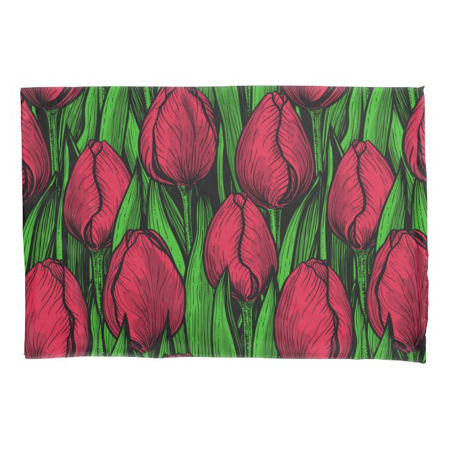 Housse D'oreillers Tulipes rouges (devant)