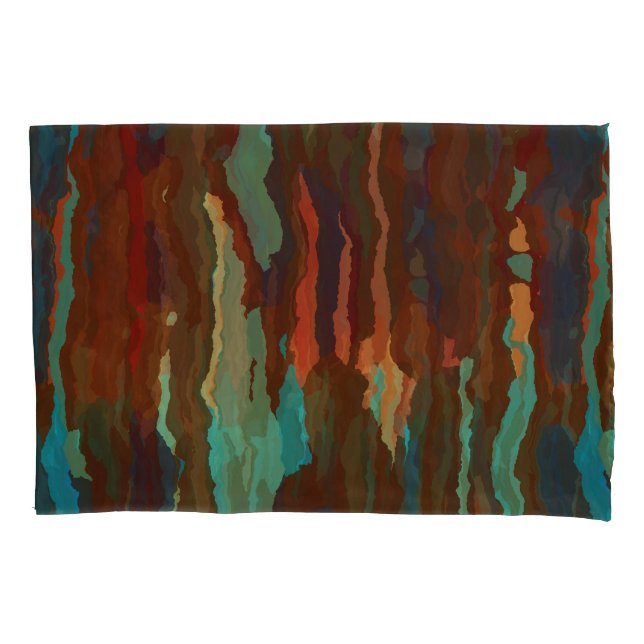 Housse D'oreillers Turquoise, rouille et bleu Abstrait (devant)
