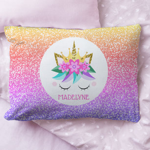 Housse D'oreillers Unicorn Princess Rainbow Parties scintillant Nom p