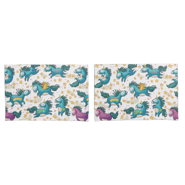 Housse D'oreillers Unicorne (devant-Set)