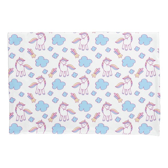 Housse D'oreillers Unicornes Et Nuages (devant)