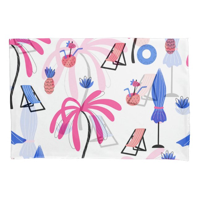 Housse D'oreillers Vacances d'été : Palm Trees Ananas Motif (devant)