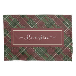 Housse D'oreillers Vacances personnalisées Burgundy Green Plaid