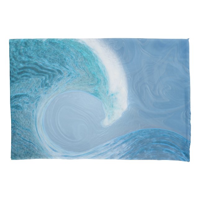 Housse D'oreillers Vague Bleue Artistique (devant)