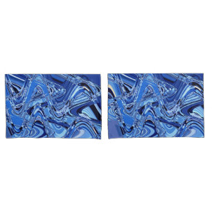Housse D'oreillers vagues de routes en bleu