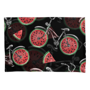 Housse D'oreillers Vélos à roue de pastèque, motif d'été.