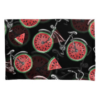 Housse D'oreillers Vélos à roue de pastèque, motif d'été.