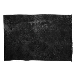 Housse D'oreillers Velvety Onyx Damask Black Vampy Grunge Baroque