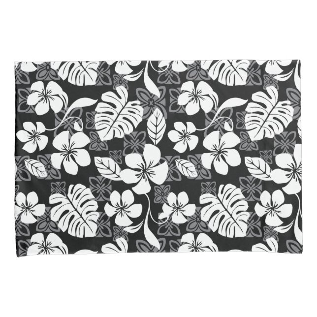 HOUSSE D'OREILLERS VENDREDI ALOHA (NOIR/GRIS) (devant-Droit)