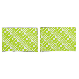 Housse D'oreillers Vérifié, Chèques - Vert et blanc de chaux