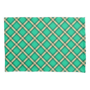 Housse D'oreillers Vert beige, motif plaid