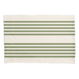Housse D'oreillers Vert olive et beige cinq rayures motif