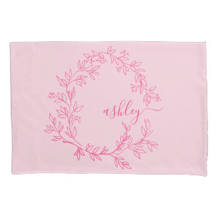 Housse D'oreillers Vierge rose moderne Script Girl Monogramme Nom