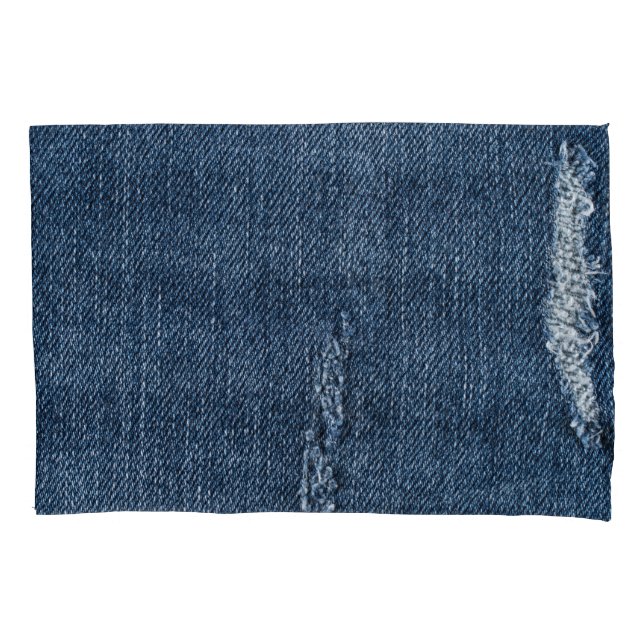Housse D'oreillers Vieux denim déchiré : texture de jeans. (devant)