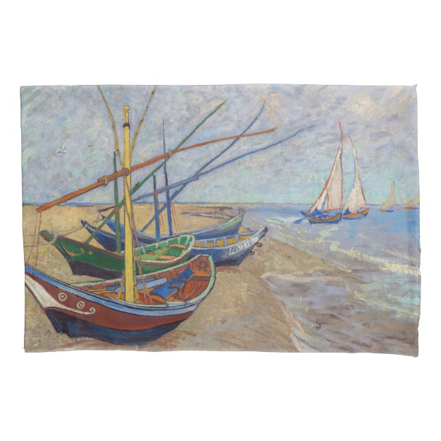 Housse D'oreillers Vincent van Gogh - Bateaux de pêche sur la plage (devant)