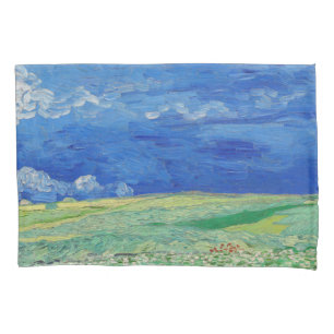 Housse D'oreillers Vincent van Gogh - Les champs de roues sous Thunde