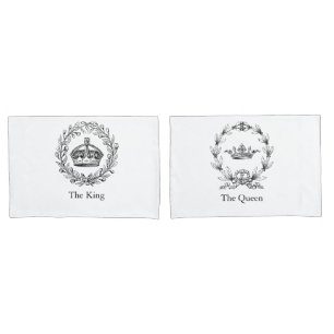 Housse D'oreillers Vintage Personnalisé King et Queen Crowns
