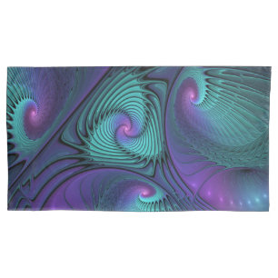 Housse D'oreillers Violet rencontre Turquoise moderne art fractal abs