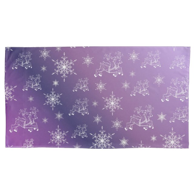 Housse D'oreillers violet, rennes, étoile, étoiles, flocon de neige,  (devant)