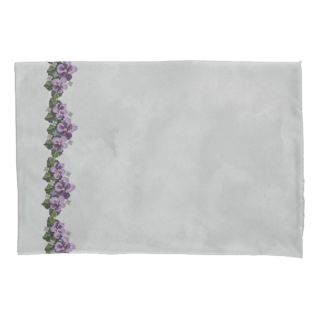 Housse D'oreillers Violettes croisées violettes sur gris (devant-gauche)