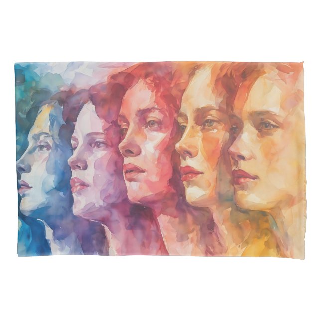 Housse D'oreillers Visages des femmes - Peinture aquarelle (devant)