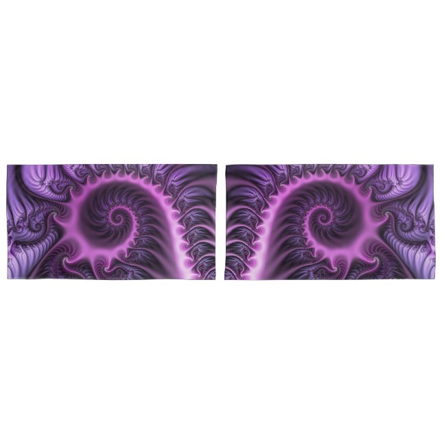 Housse D'oreillers Vivid Cool Abstrait rose violet Fractal Art Spiral (devant-Set)