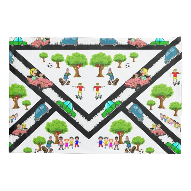 Housse D'oreillers Voitures Coques coussins Chiens Enfants Parc Arbre (Dos)