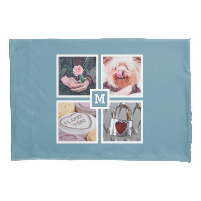 Housse D'oreillers VOS 4 PHOTOS & MONOGRAM coussin coque réversible (devant)