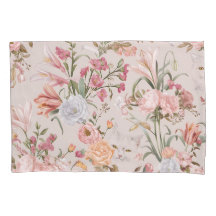 White Cats Pink Roses Floral 