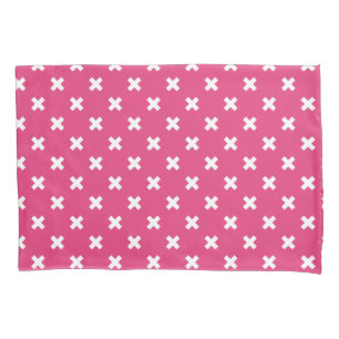 Housse D'oreillers White cross stitches on fuchsia