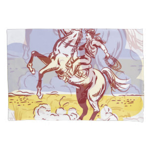 Housse D'oreillers Wild West Cowgirl : Dessin Vintage Line.