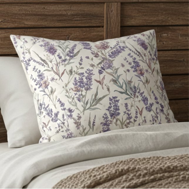 Housse D'oreillers Wildflower Lavender Boho Botanical Floral Pattern (Créateur téléchargé)