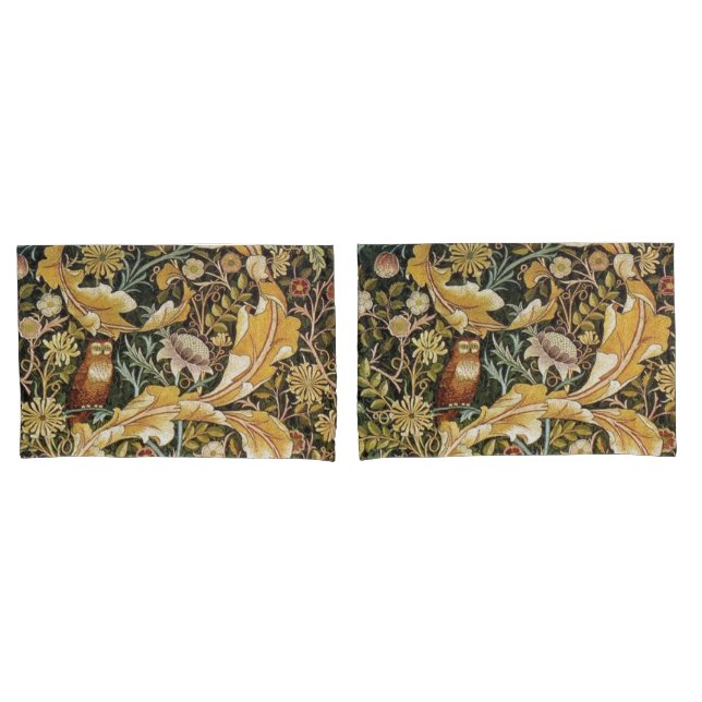 Housse D'oreillers William Morris Owl et Acanthus (devant-Set)