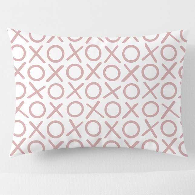Housse D'oreillers XOXO Hugs & Kisses Dusty Pink White Modern Pattern (Créateur téléchargé)