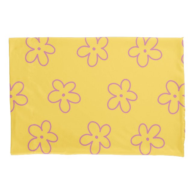 Housse D'oreillers Yellow Vibrant Y2K Fleur sauvage Bold Retro Spring (devant)