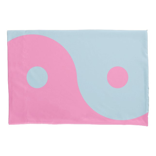 Housse D'oreillers Yin Yang vintage Rose Et Bleu (devant)