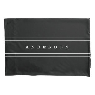 Housse D'oreillers Your Custom Text & Modern Stripes Black & White