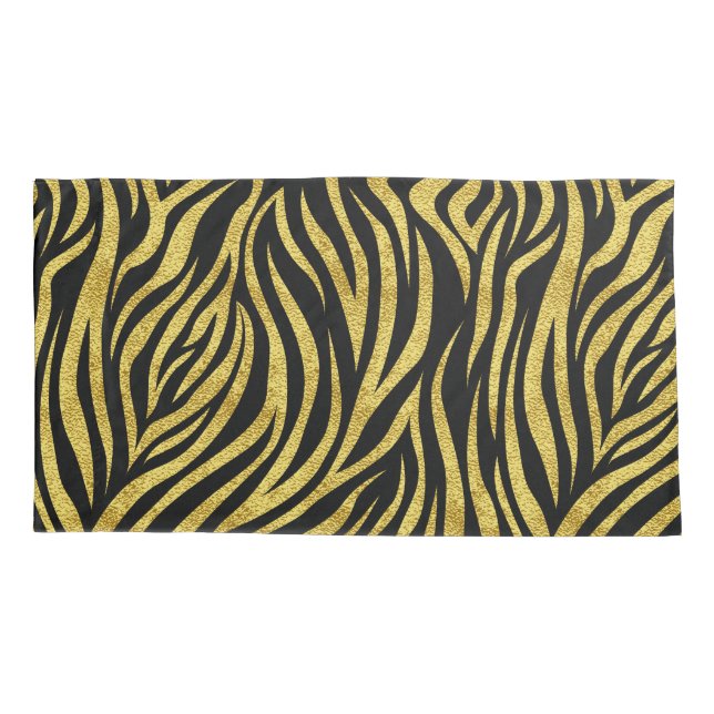 Housse D'oreillers Zebra Print Black Gold (Dos)