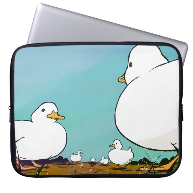 HOUSSE POUR ORDINATEUR PORTABLE 荒野を進むアヒル (Devant)