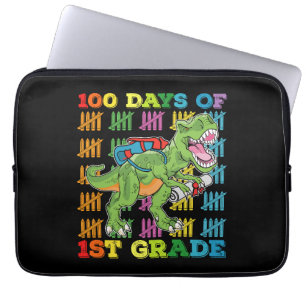 Housse Pour Ordinateur Portable 100 jours d'école en 1re année T Rex Dinosaur
