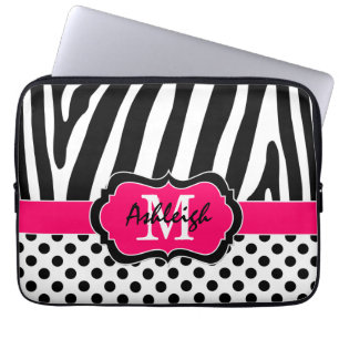 Housse Pour Ordinateur Portable 13" zèbre noir de rose barre la caisse