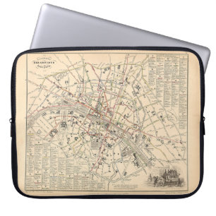 Housse Pour Ordinateur Portable 1858 Carte : Itineraire des Omnibus dans Paris Fra